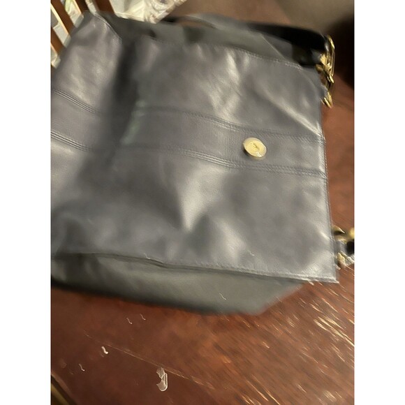 Vintage MARK CROSS Navy Blue Leather Shoulder Bag Purse Rare Italy Saddlebag - Picture 2 of 7